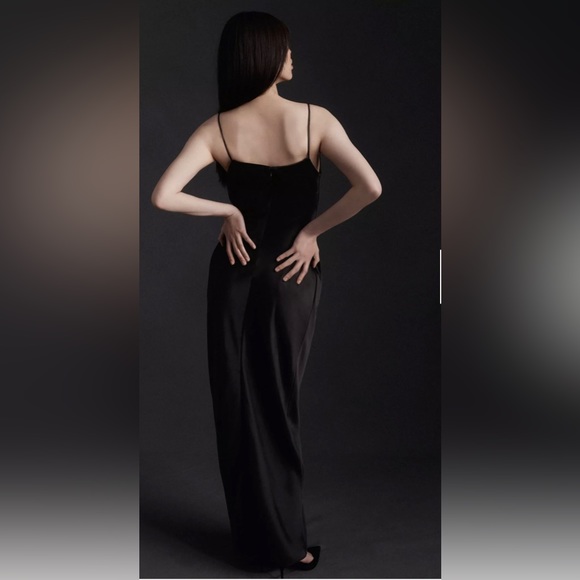 BHLDN Jennings Satin Charmeuse Dress Black - Picture 2 of 4